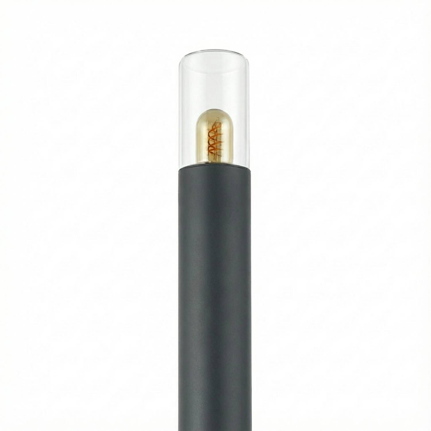 Pollerleuchte 80 cm IP44 E27 Anthrazit Edelstahl Lampe, Glühbirne, Zylindrisch, Glasabdeckung, schwarster Stiel