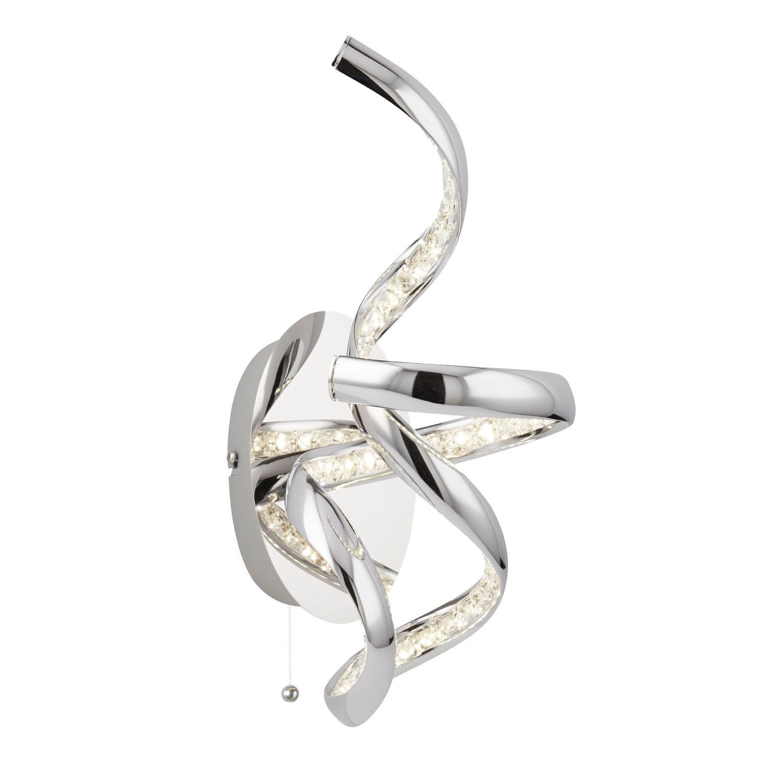 Applique LED avec interrupteur à tirette Métal Verre H:38 cm Chrome