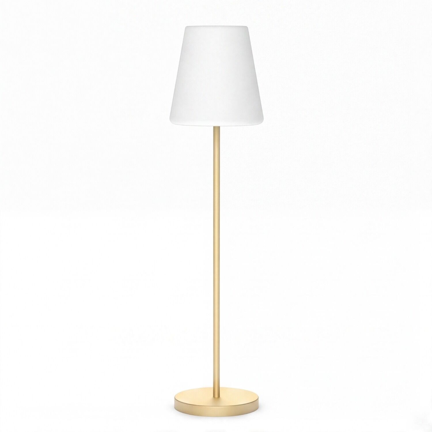 Tischleuchte, Stehleuchte, Gold, weißer Lampenschirm, Standleuchte