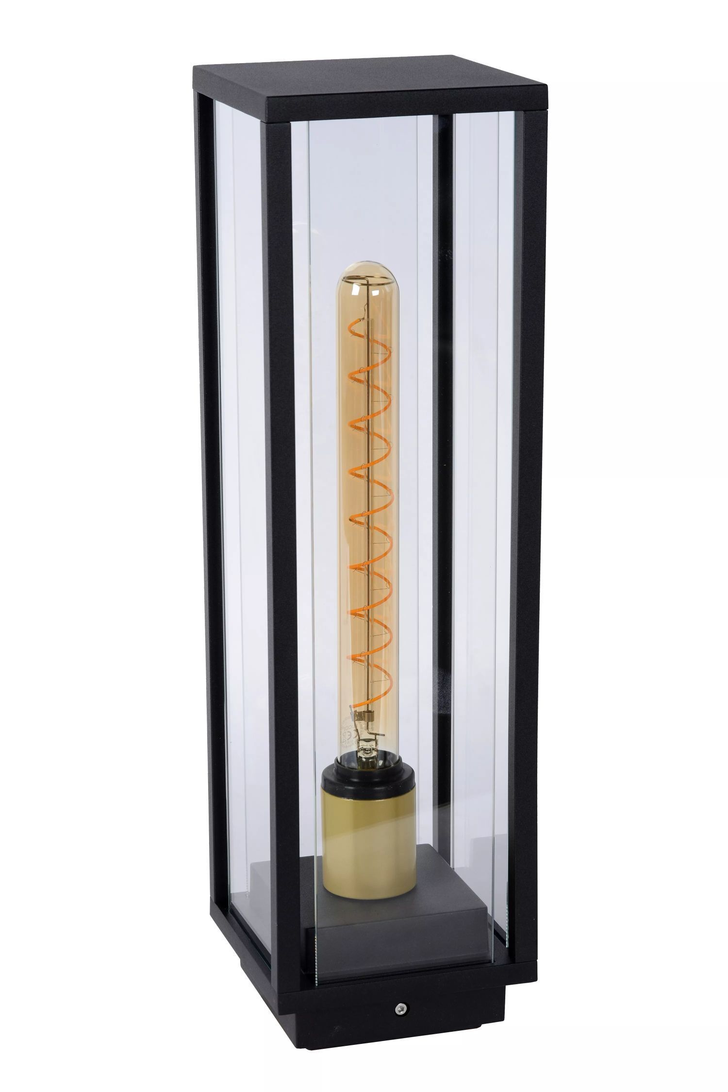 Borne d'éclairage extérieur verre métal noir E27 IP54 50 cm