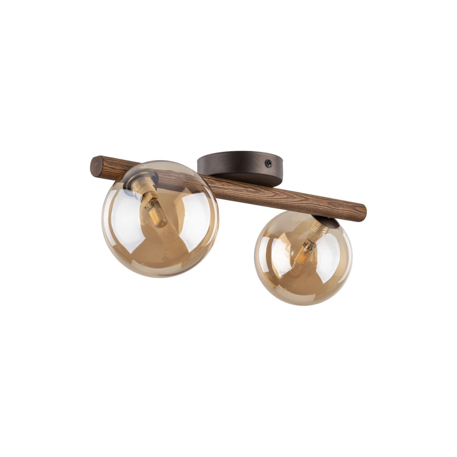 Deckenleuchte Holz Braun G9 42 cm stilvoll Glas modern Deckenleuchte, Wandleuchte, Holz, Glühbirne, Beleuchtung