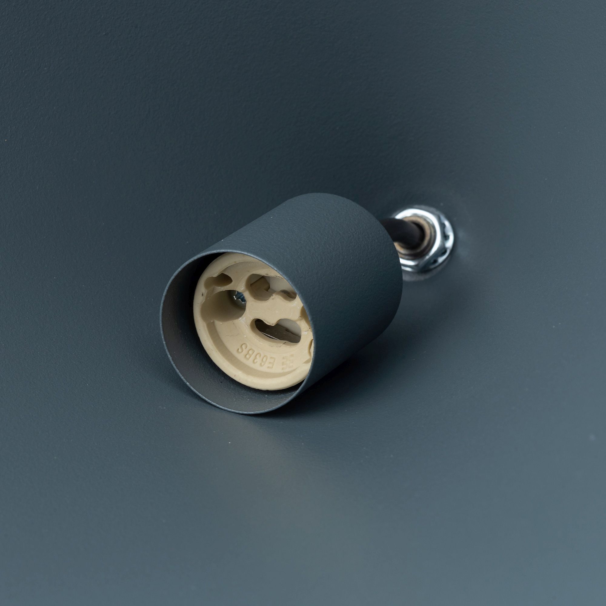 Runde Hängeleuchte Umbra Blau Ø11 cm GU10 Metall Kegel socket, electrical outlet, receptacle, cover, metallic gray
