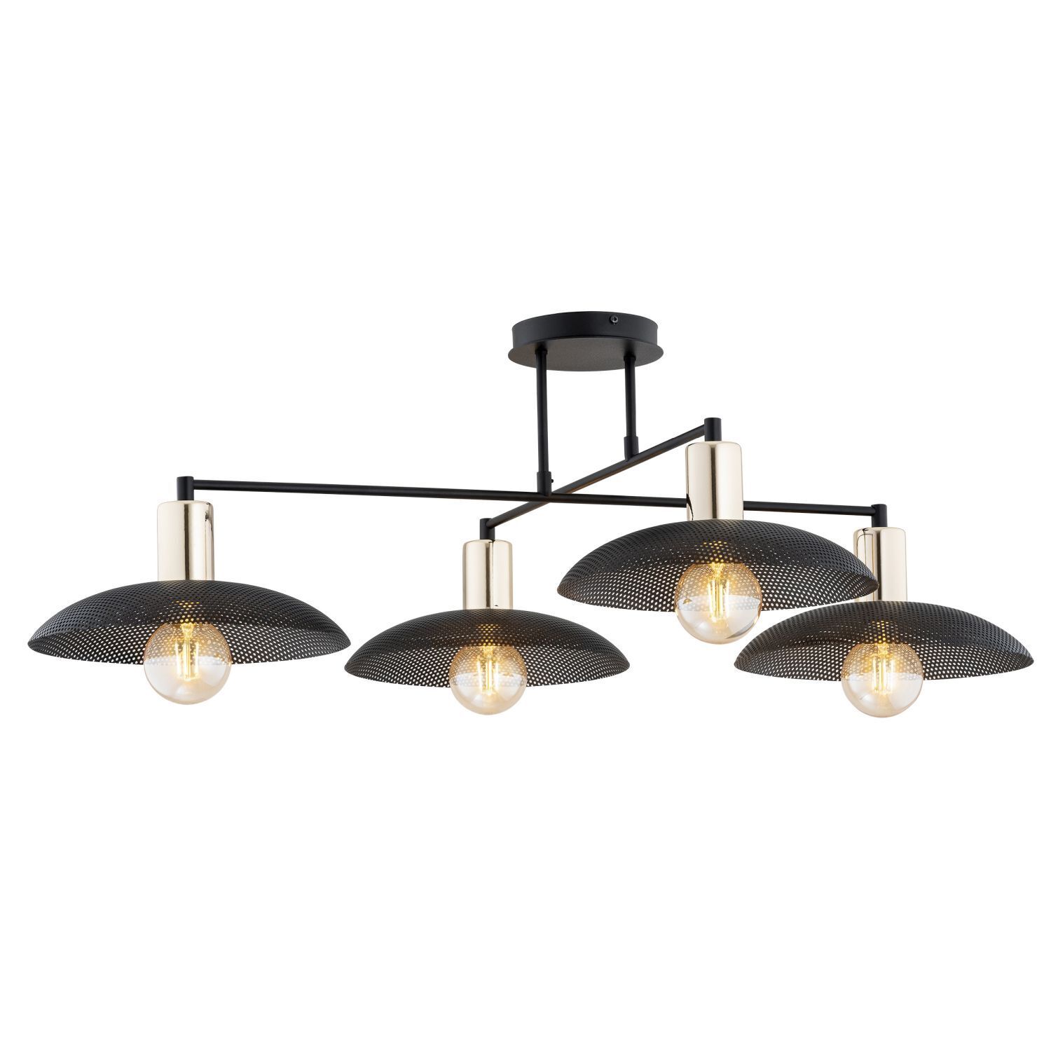 Deckenlampe groß 100 cm lang in Schwarz Gold 4x E27 Metall