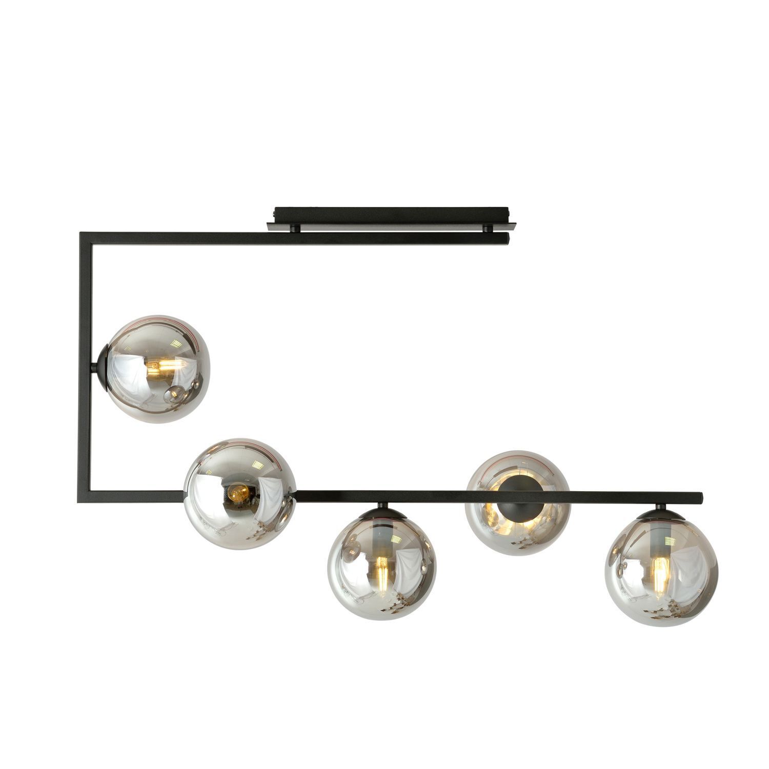 Plafonnier verre fumé métal 83 cm de long H : 55 cm grand