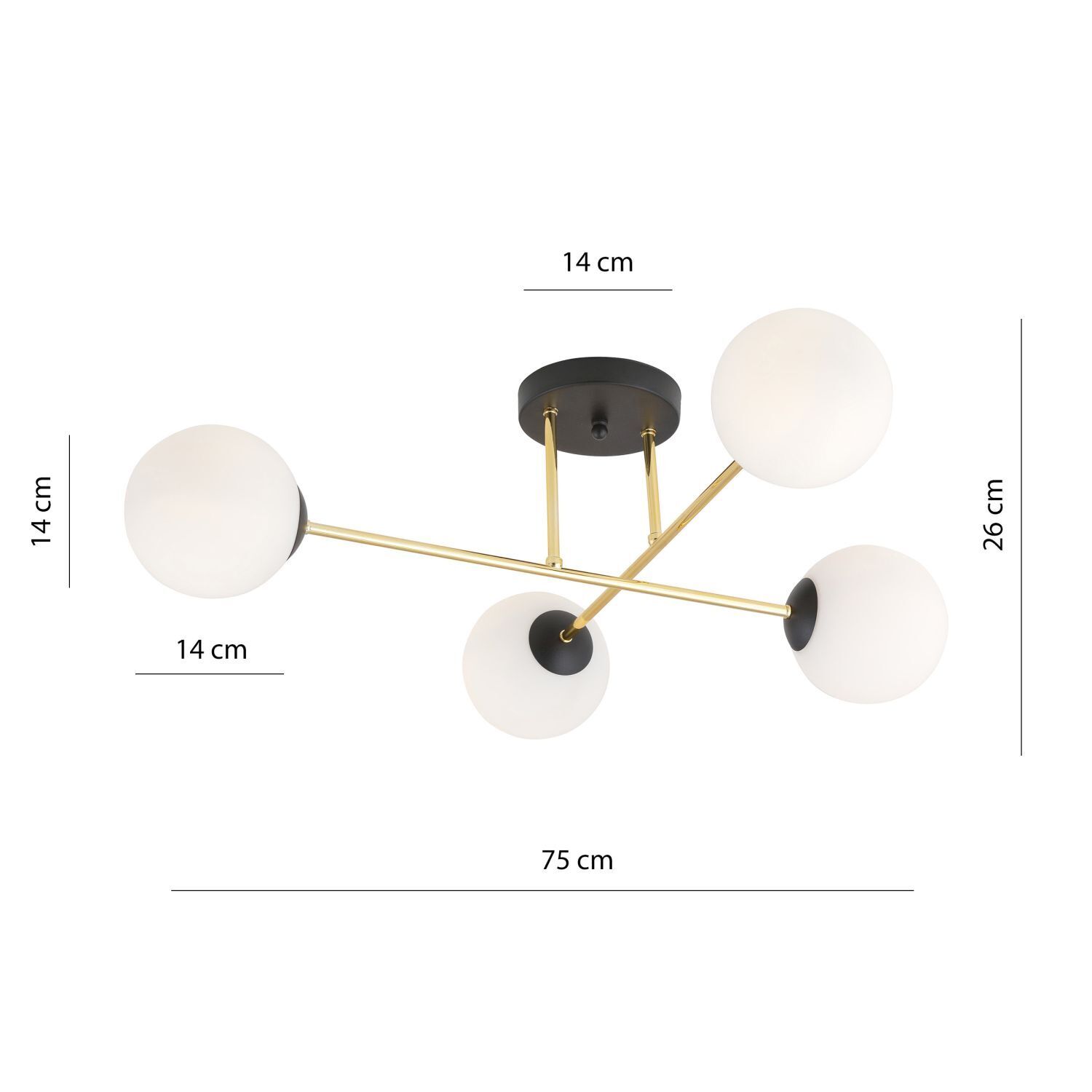 Deckenlampe Schwarz Weiß Gold 55 cm Kugelschirme