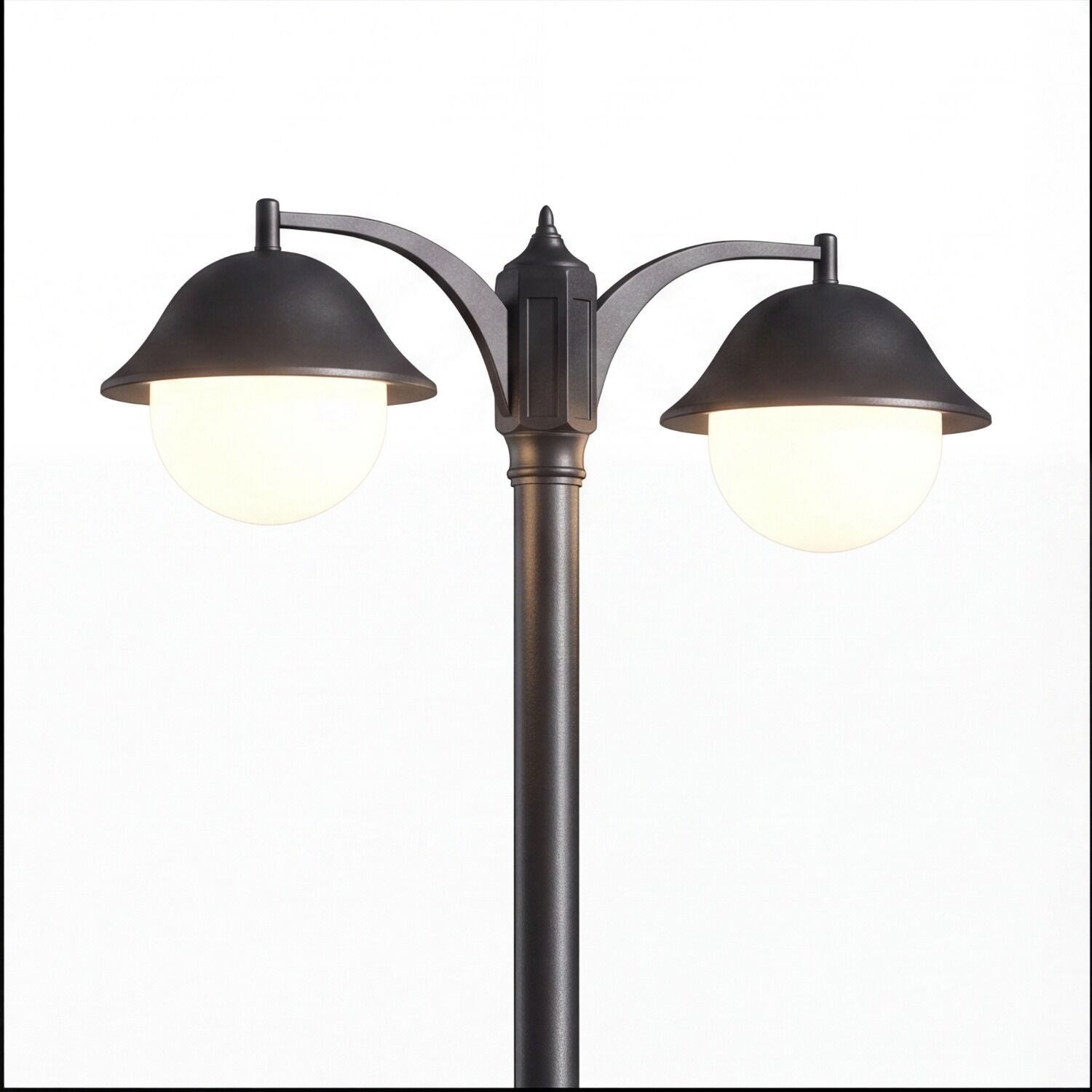 le51523-stehlampe-garten-terrasse-weg-aussen-metall-klassisch-2-flammig-ip44-anthrazit-03 laternenlamp, stab Leuchte, doppelarm, glasglobes, schwarzmetall