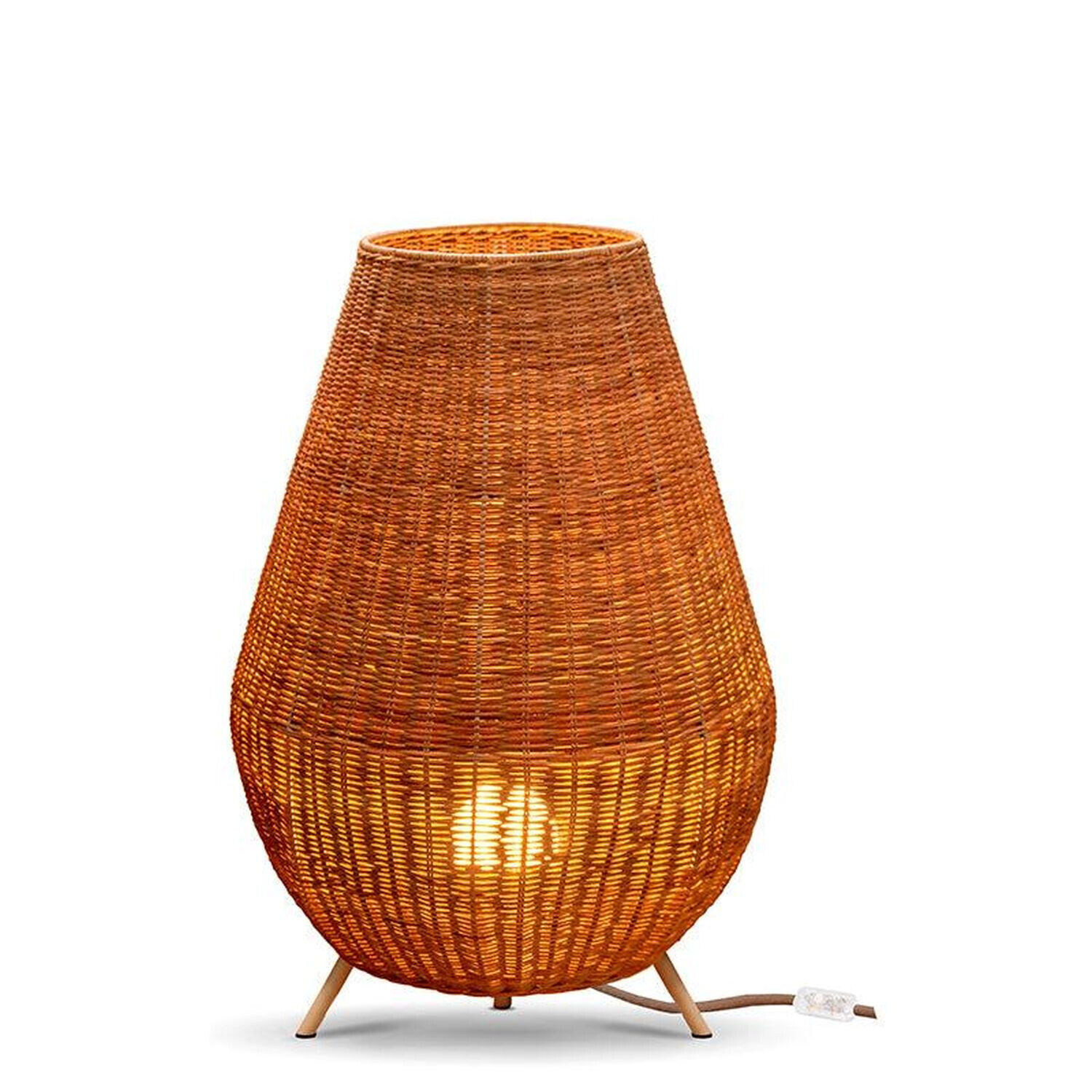 Lampe de table rotin 72 cm trépied câble fiche E27