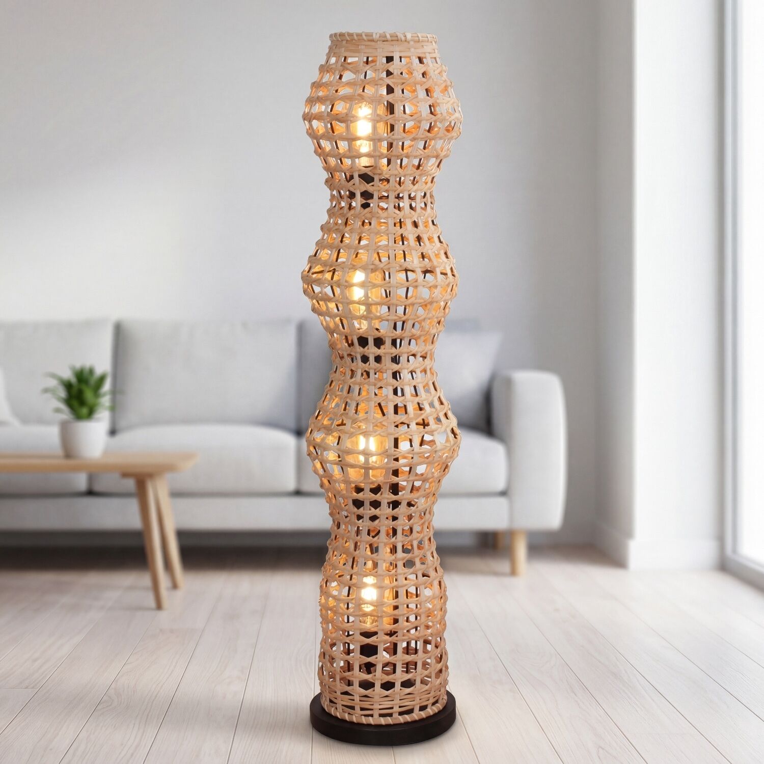 Lampe, Stehlampe, Rattan, Gepunktet, Innenbeleuchtung